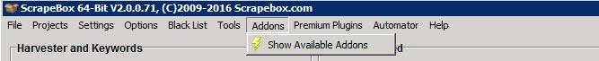 scrapebox available addons