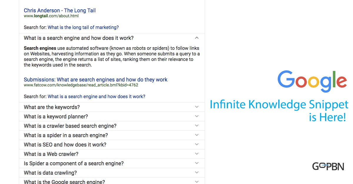 google infinite knowledge snippet